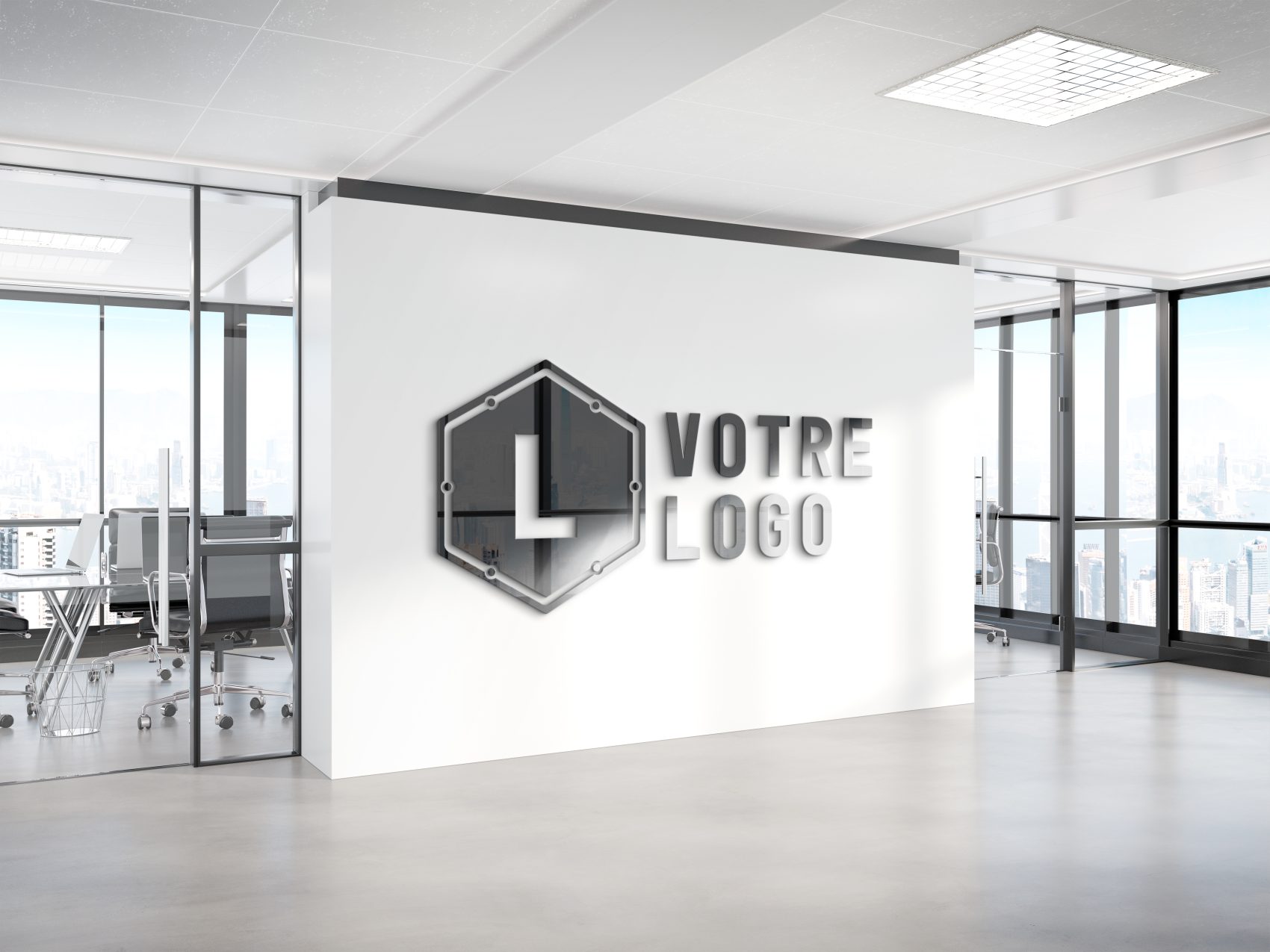 Simulation logo relief décoration murale intérieure